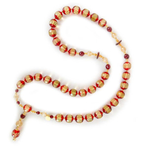 Gold plated red Amber bearish with citrine and Rubi agate