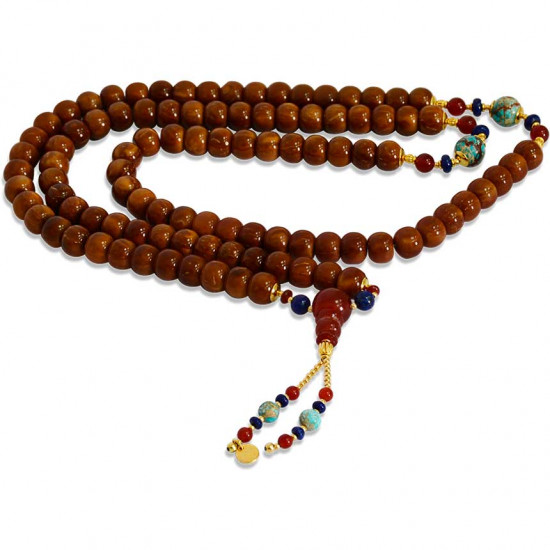 Bearish with Coke wood rosary with turquoise jasper, red agate and lapis stones Bearish with Coke wood rosary with turquoise jasper, red agate and lapis stones