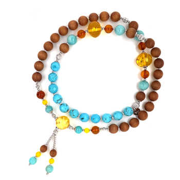 HALOLITE BEARISH WITH AMBER , AMAZONITE AND SANDAL WOOD