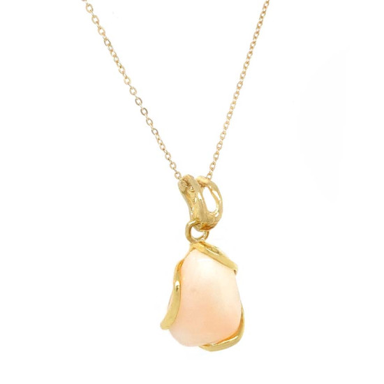 18k GOLD PLATED PINK CORAL NECKLACE