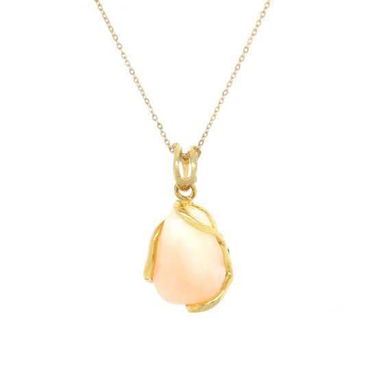 18k GOLD PLATED PINK CORAL NECKLACE
