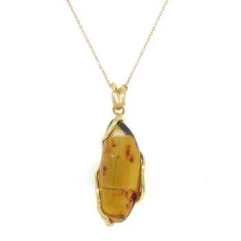 18k GOLD PLATED AMBER NECKLACE