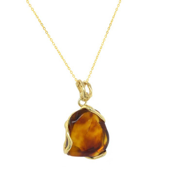 18k GOLD PLATED AMBER NECKLACE