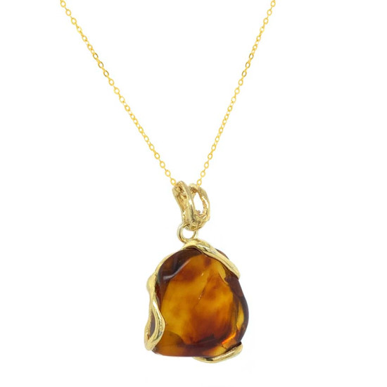 18k GOLD PLATED AMBER NECKLACE