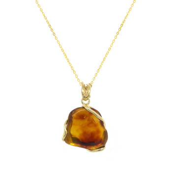 18k GOLD PLATED AMBER NECKLACE