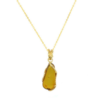 18k GOLD PLATED AMBER NECKLACE