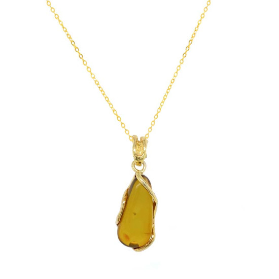 18k GOLD PLATED AMBER NECKLACE