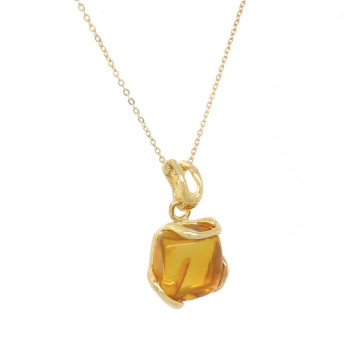 18k GOLD PLATED AMBER NECKLACE