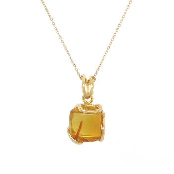 18k GOLD PLATED AMBER NECKLACE
