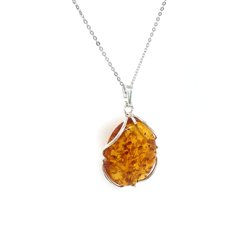 SILVER AMBER NECKLACE