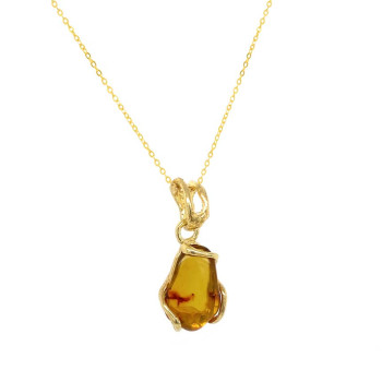 18k GOLD PLATED AMBER NECKLACE