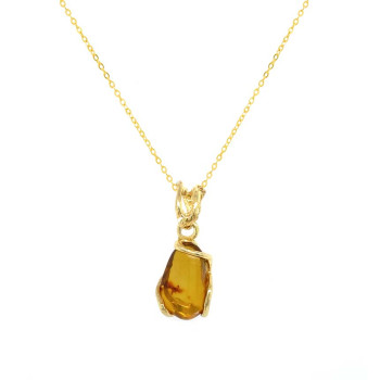 18k GOLD PLATED AMBER NECKLACE