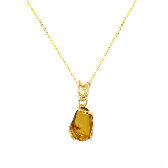 18k GOLD PLATED AMBER NECKLACE
