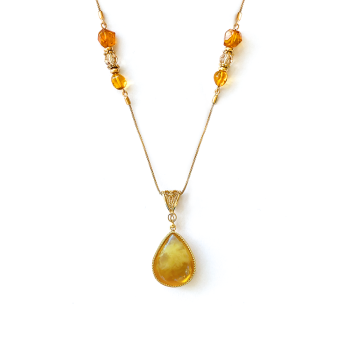 18k GOLD PLATED AMBER NECKLACE