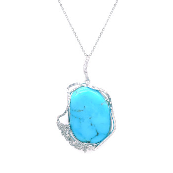 TURQUOISE SILVER NECKLACE CHAIN 
