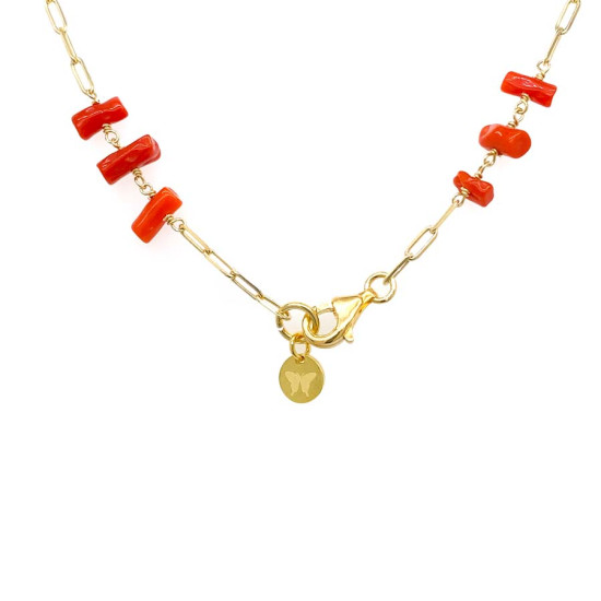18k GOLD PLATED CORAL NECKLACE 18k GOLD PLATED CORAL NECKLACE