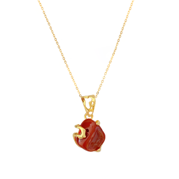 18k GOLD PLATED RED CORAL NECKLACE