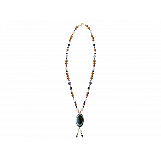 Soleimani agate necklace with moon stone , blue tiger eye , coke wood and amethyst Soleimani agate necklace with moon stone , blue tiger eye , coke wood and amethyst