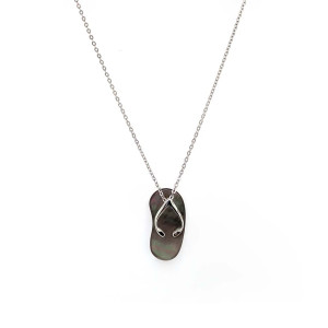 SLIPPER NECKLACE WITH BLACK, PINK, AND WHITE MOTHER-OF-PEARL