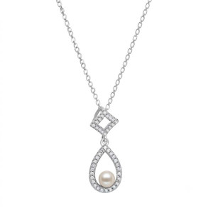 SILVER PENDANT WITH ZIRCON AND A PEARL
