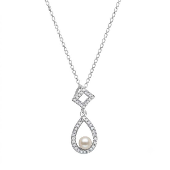 SILVER PENDANT WITH ZIRCON AND A PEARL