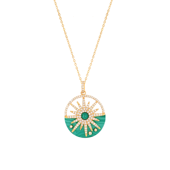 GOLD PLATED MALACHITE PENDANT ( sun group)