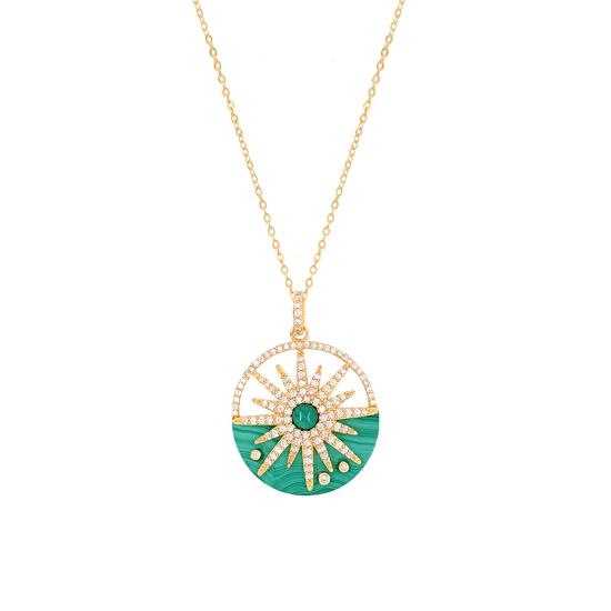 GOLD PLATED MALACHITE PENDANT ( sun group) GOLD PLATED MALACHITE PENDANT ( sun group)