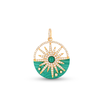 GOLD PLATED MALACHITE PENDANT ( sun group)