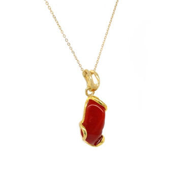 18k GOLD PLATED RED CORAL NECKLACE