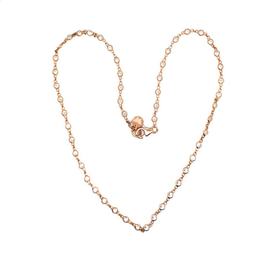 18k GOLD PLATED SILVER NECKLACE WITH  ROSE GOLD , ZIRCON 