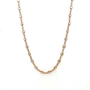18k GOLD PLATED SILVER NECKLACE WITH  ROSE GOLD , ZIRCON 