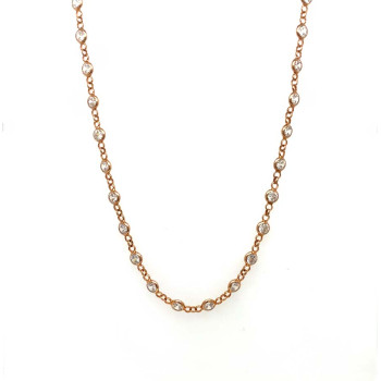 18k GOLD PLATED SILVER NECKLACE WITH  ROSE GOLD , ZIRCON 