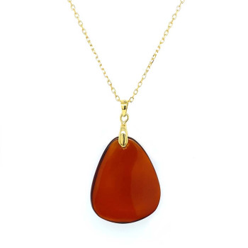 18k GOLD PLATED TEAR SHAPED AMBER CHAIN