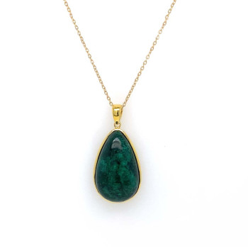 18K GOLD PLATED CHRYSOCOLLA TEARDROP NECKLACE