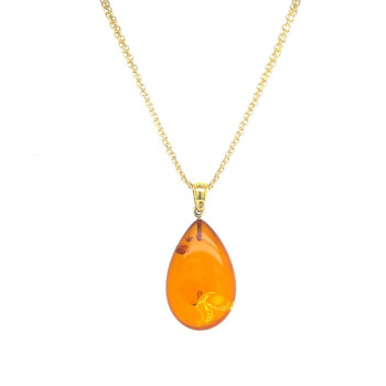 18K GOLD PLATED LIGHT HONEY AMBER NECKLACE