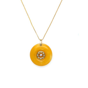 18K GOLD PLATED LIGHT HONEY LASER AMBER NECKLACE