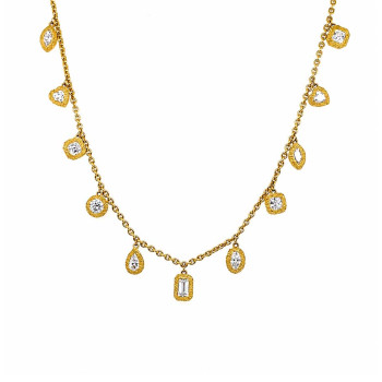 SILVER CHOKER NECKLACE WITH VARIOUS ZIRCON SHAPES