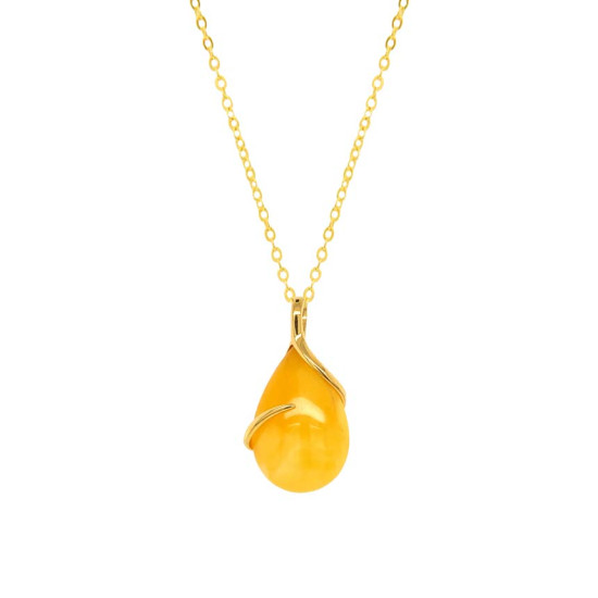 TEAR SHAPED AMBER NECKLACE