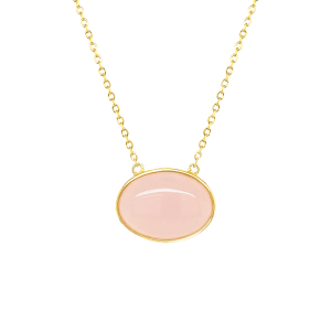 oval pink quartz necklace