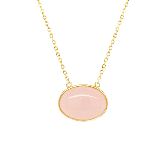 oval pink quartz necklace