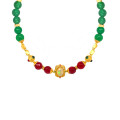 GOLD PLATED ETHIOPIAN OPAL NECKLACE WITH RUBI AGATE , GREEN AGATE AND GREEN JAIDE GOLD PLATED ETHIOPIAN OPAL NECKLACE WITH RUBI AGATE , GREEN AGATE AND GREEN JAIDE