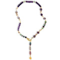 Gold plated Tourmaline necklace with Pearls , Amacitrine , Amethyst , colored Fluorite , ( made with love pendant ). Gold plated Tourmaline necklace with Pearls , Amacitrine , Amethyst , colored Fluorite , ( made with love pendant ).