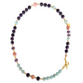 Gold plated Aquamarine necklace , Amethyst and Rhodochrosite Gold plated Aquamarine necklace , Amethyst and Rhodochrosite