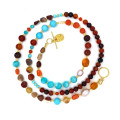 18k gold plated TURQUOISE NECKLACE WITH AMZONTE , CORAL , CITRINE , JASPER , AMBER , PEARLS AND AGATE 18k gold plated TURQUOISE NECKLACE WITH AMZONTE , CORAL , CITRINE , JASPER , AMBER , PEARLS AND AGATE