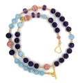 Gold plated Aquamarine necklace , Amethyst and Rhodochrosite Gold plated Aquamarine necklace , Amethyst and Rhodochrosite
