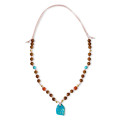 Pink String necklace with Turquoise , orange coral and coke wood Pink String necklace with Turquoise , orange coral and coke wood