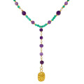 18k GOLD PLATED AMETHYST NECKLACE WITH GREEN AGATE , RED CORAL , PEARLS , CITRINE 18k GOLD PLATED AMETHYST NECKLACE WITH GREEN AGATE , RED CORAL , PEARLS , CITRINE
