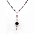 AMETHYST BEADED NECKLACE WITH PEARL, OVAL AMETRINE, FACETED AMETHYST, CITRINE, AND AMETRINE AMETHYST BEADED NECKLACE WITH PEARL, OVAL AMETRINE, FACETED AMETHYST, CITRINE, AND AMETRINE