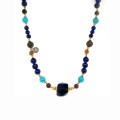 FACETED LAPIS LAZULI NECKLACE WITH MULTICOLOR TOURMALINE, BLUE JADE, AND LAPIS LAZULI FACETED LAPIS LAZULI NECKLACE WITH MULTICOLOR TOURMALINE, BLUE JADE, AND LAPIS LAZULI