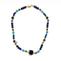 FACETED LAPIS LAZULI NECKLACE WITH MULTICOLOR TOURMALINE, BLUE JADE, AND LAPIS LAZULI FACETED LAPIS LAZULI NECKLACE WITH MULTICOLOR TOURMALINE, BLUE JADE, AND LAPIS LAZULI